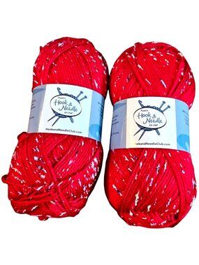 Annies Hook & Needle Red Speckled Yarn Lot 2 Skeins 150 Yards Each Acrylic/Polye